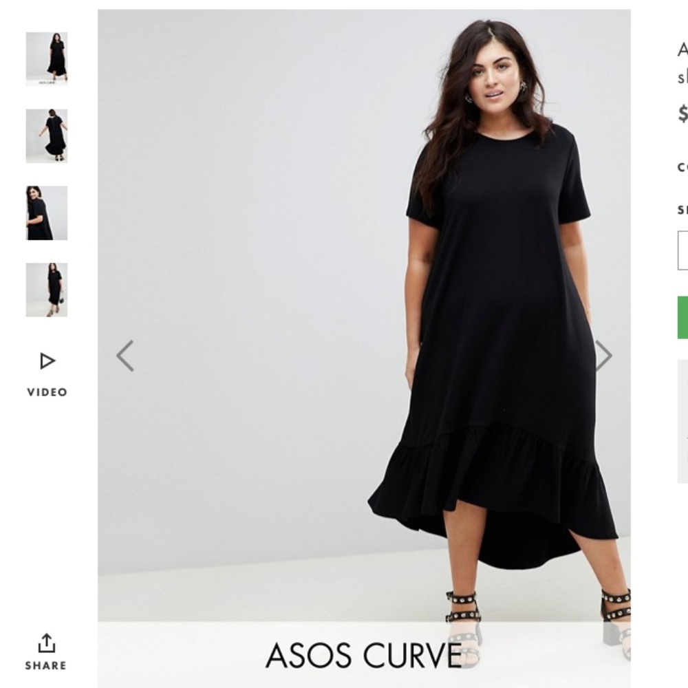 ASOS DESIGN Curve midi t-shirt dress with drop hem